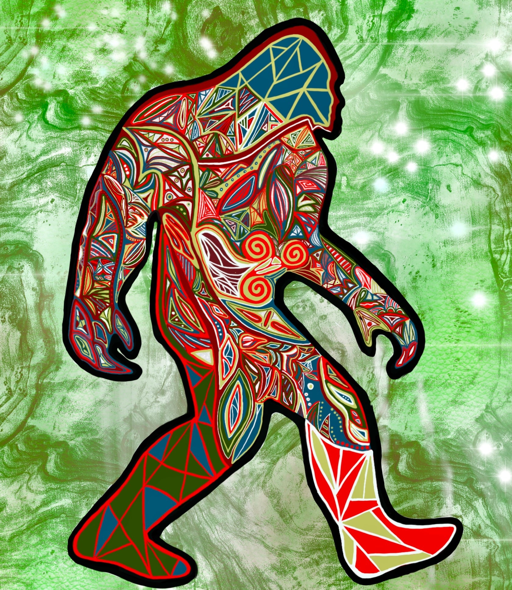 Abstract vivid Bigfoot digital print image 0