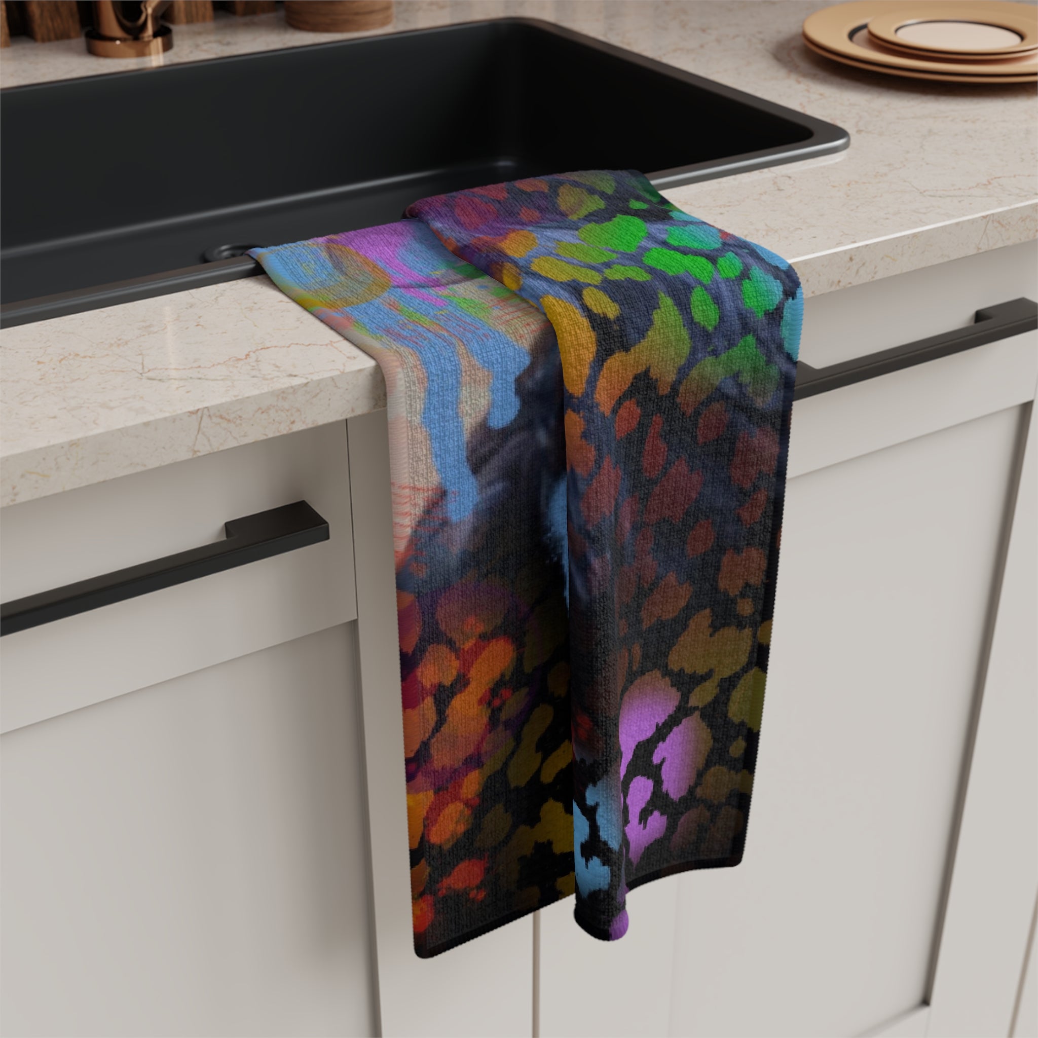 Colorful Raven Microfiber Tea Towel