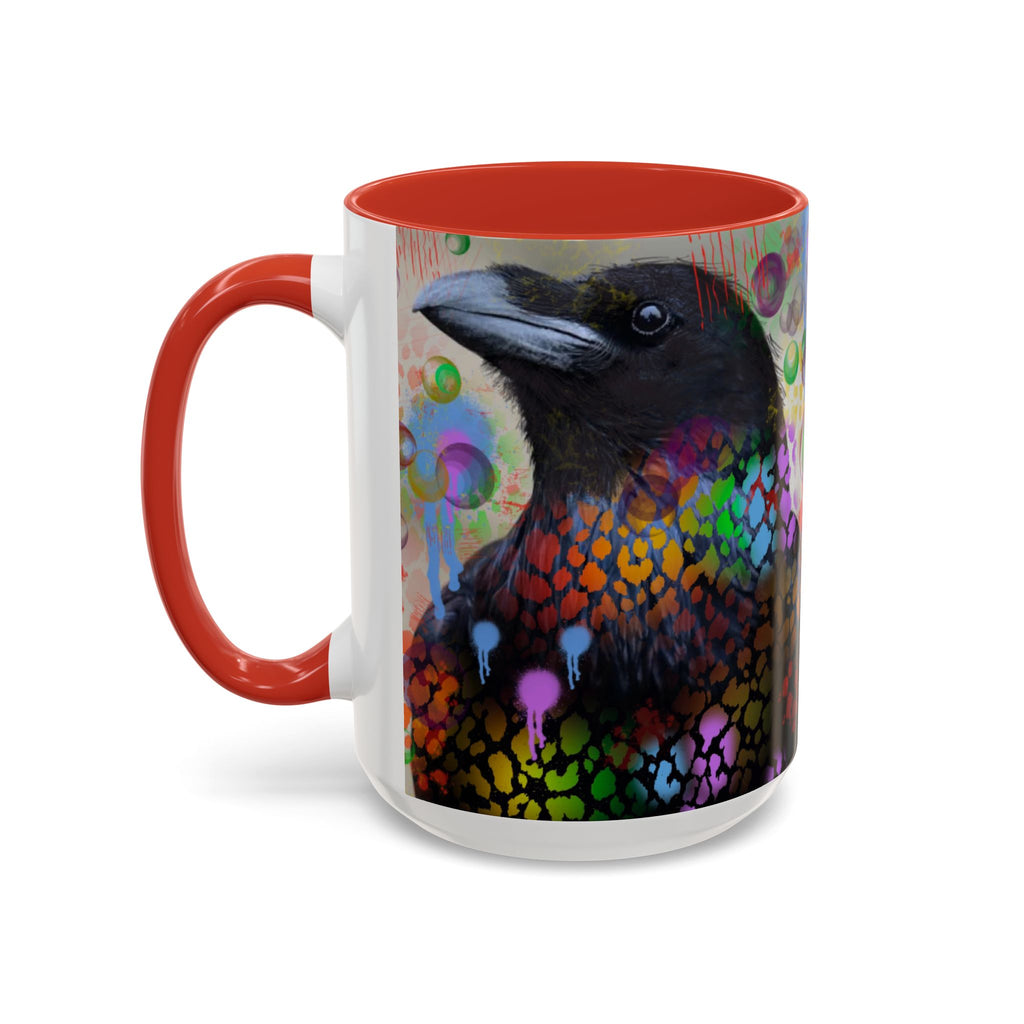 Crow Art Coffee Mug — Colorful Raven Accent Mug (11/15oz)