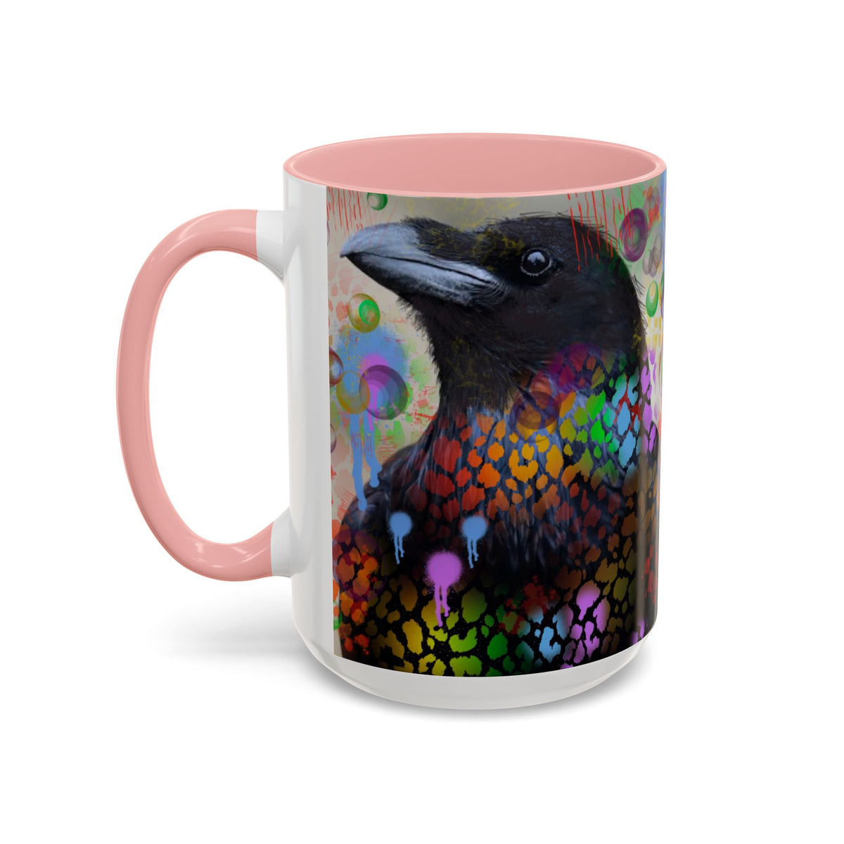 Crow Art Coffee Mug — Colorful Raven Accent Mug (11/15oz)