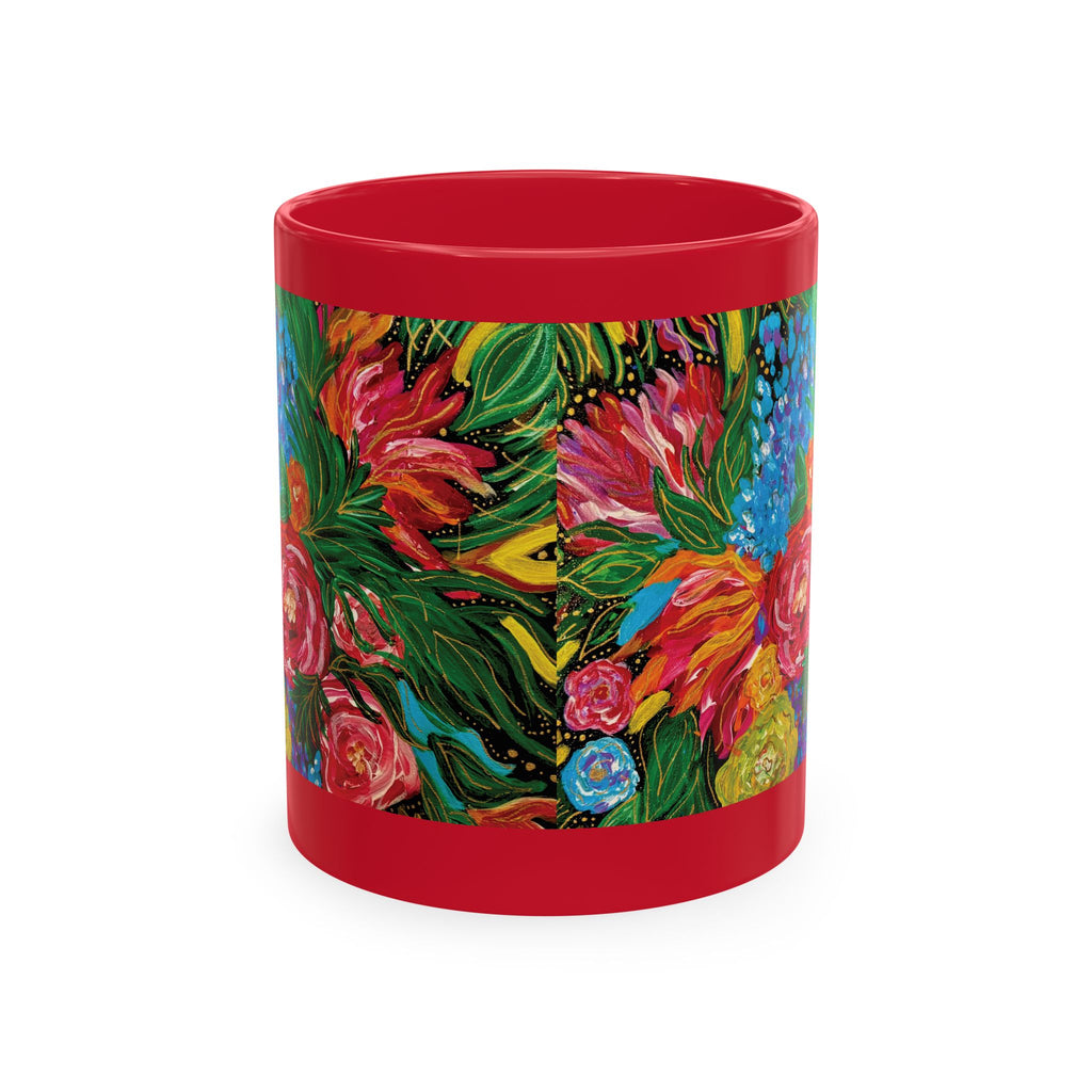 Vibrant Tropical Floral Traditional Ceramic Mug