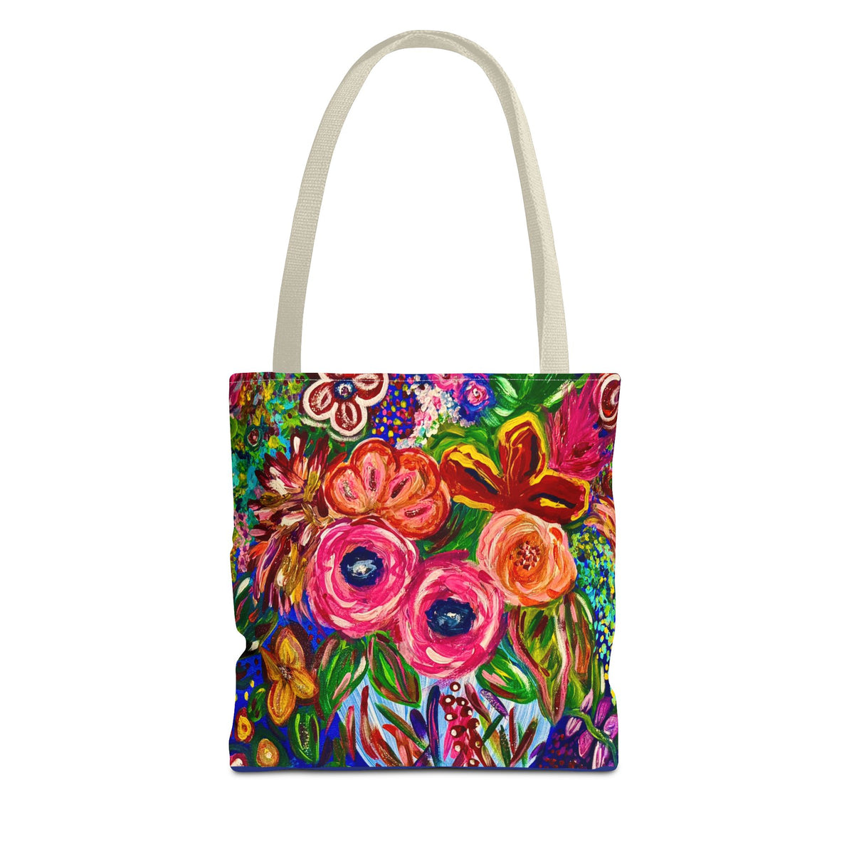 Floral Burst Tote Bag – Colorful Hand-Painted Garden Print AOP