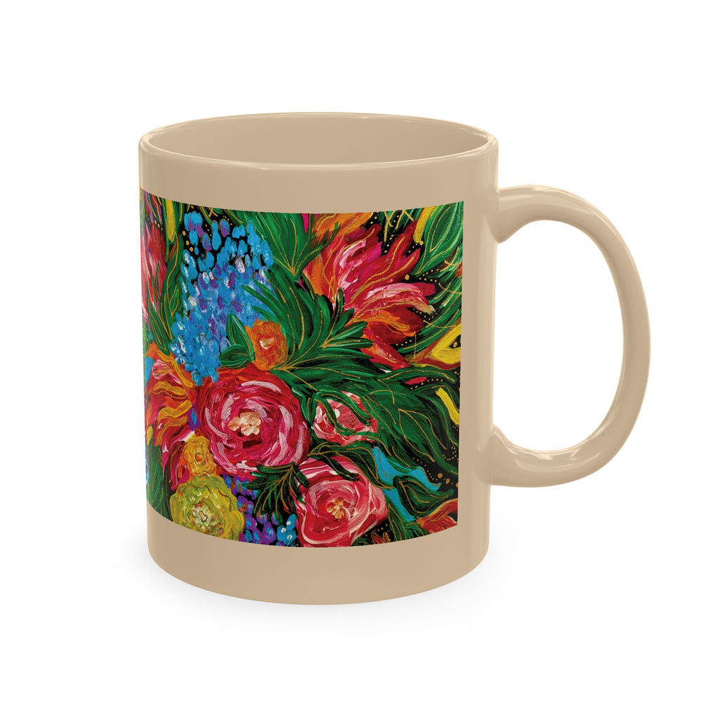 Vibrant Tropical Floral Traditional Ceramic Mug