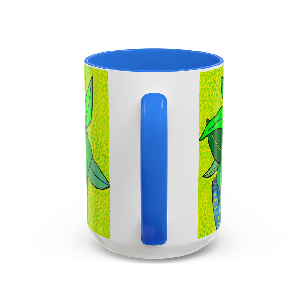 Green Potted Plant Ceramic Mug — Colorful Botanical Coffee Cup (11oz/15oz)