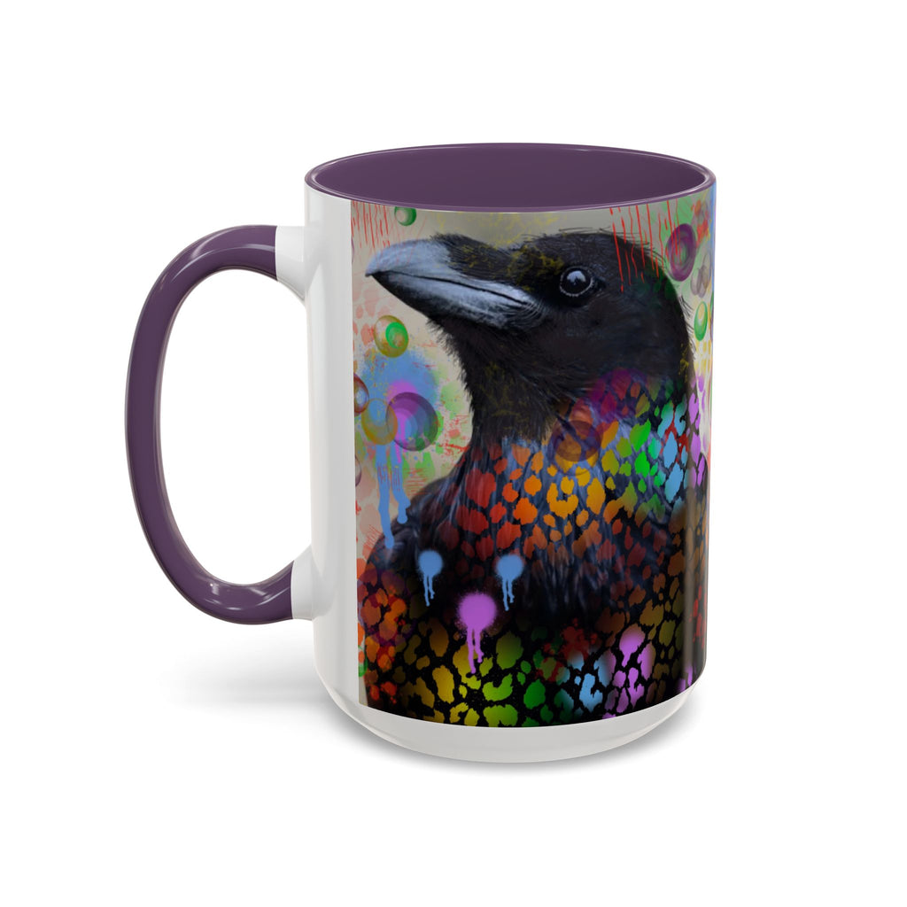 Crow Art Coffee Mug — Colorful Raven Accent Mug (11/15oz)