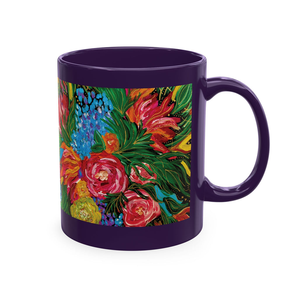 Vibrant Tropical Floral Traditional Ceramic Mug