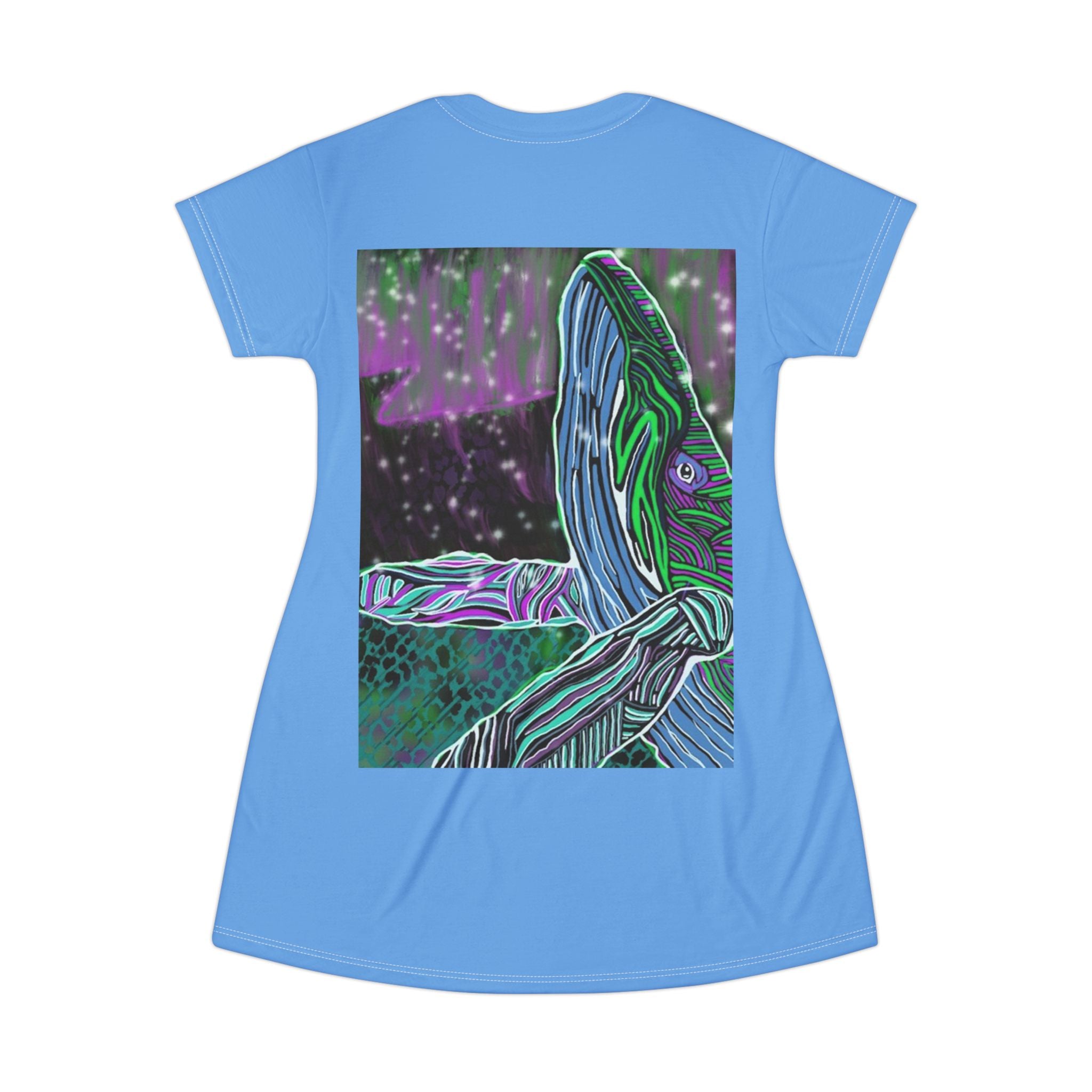 Whimsical Whale Artwork T-Shirt Dress
