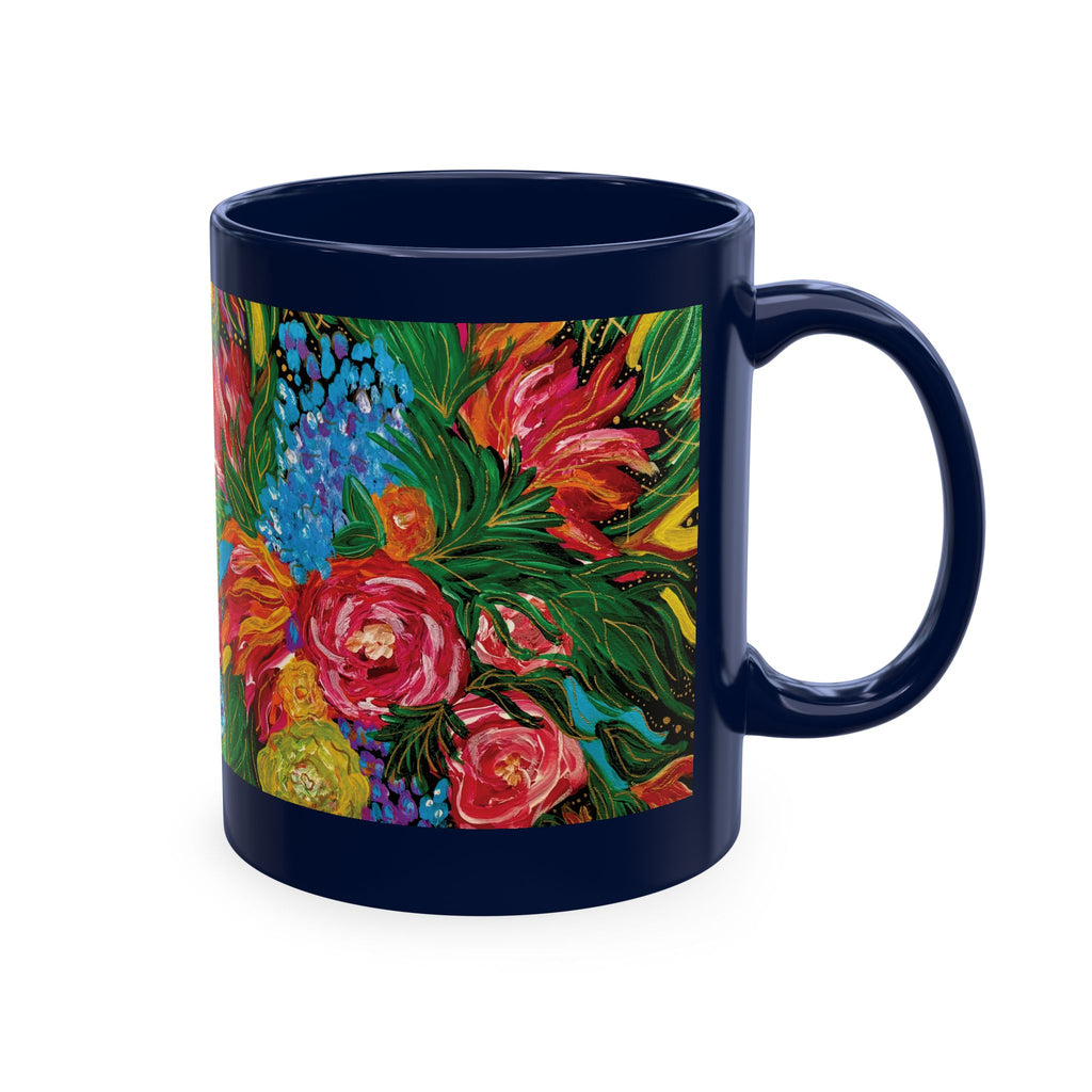 Vibrant Tropical Floral Traditional Ceramic Mug