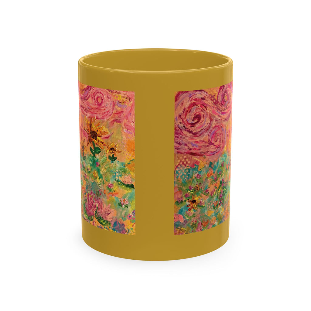 Floral Sunrise Ceramic Mug — Colorful Impressionist Garden Art