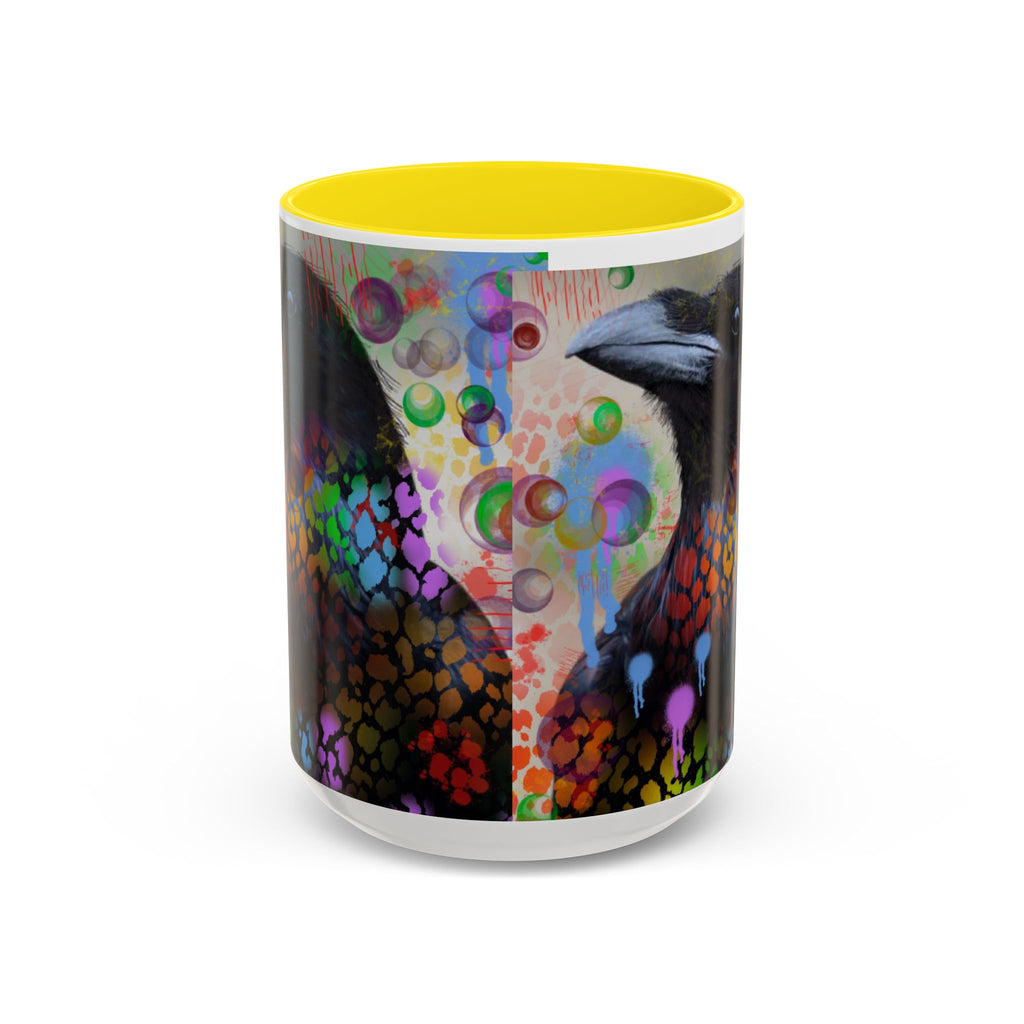 Crow Art Coffee Mug — Colorful Raven Accent Mug (11/15oz)