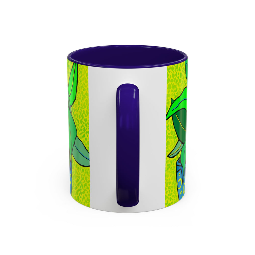 Green Potted Plant Ceramic Mug — Colorful Botanical Coffee Cup (11oz/15oz)