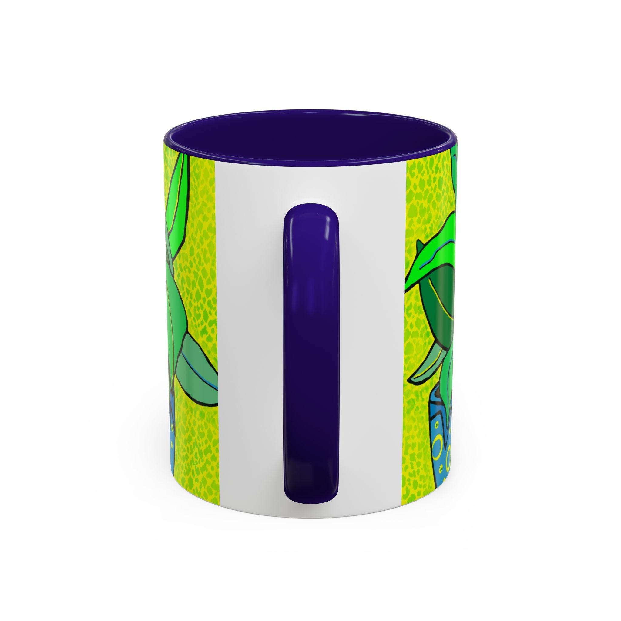 Green Potted Plant Ceramic Mug — Colorful Botanical Coffee Cup (11oz/15oz)