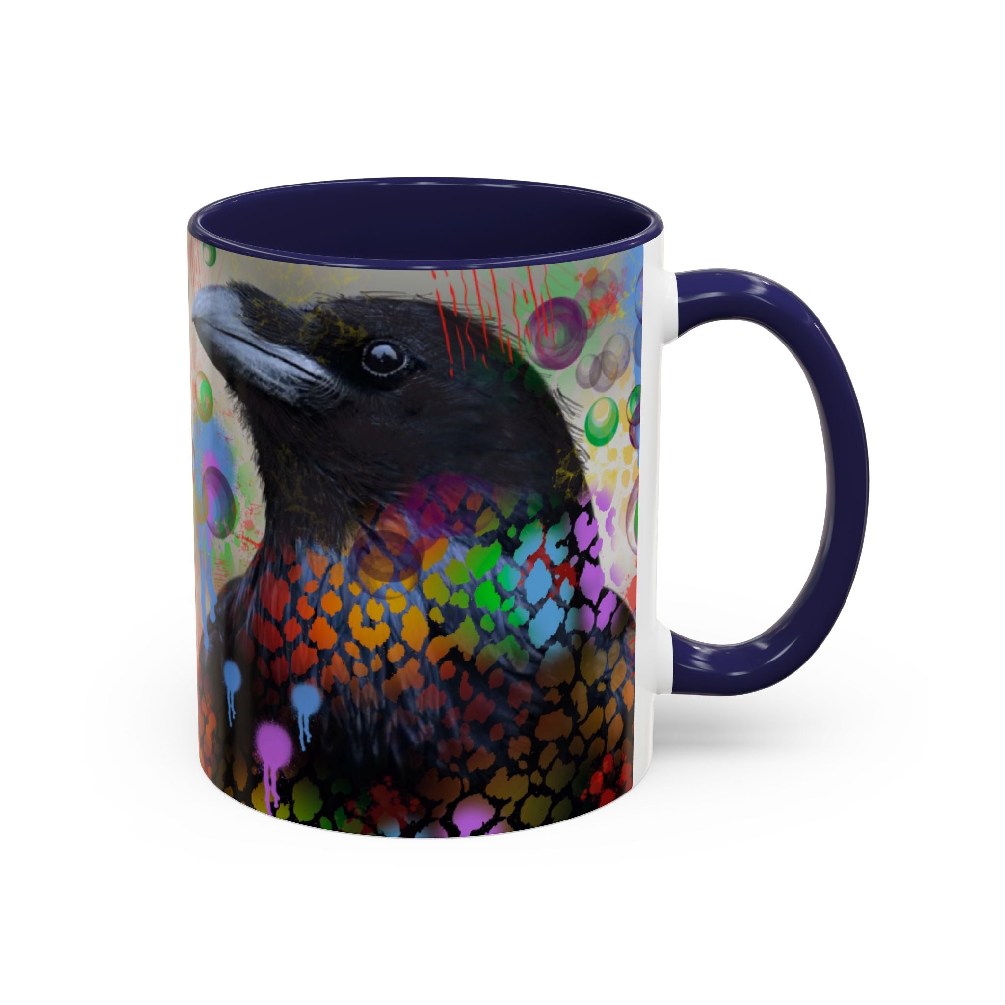 Crow Art Coffee Mug — Colorful Raven Accent Mug (11/15oz)