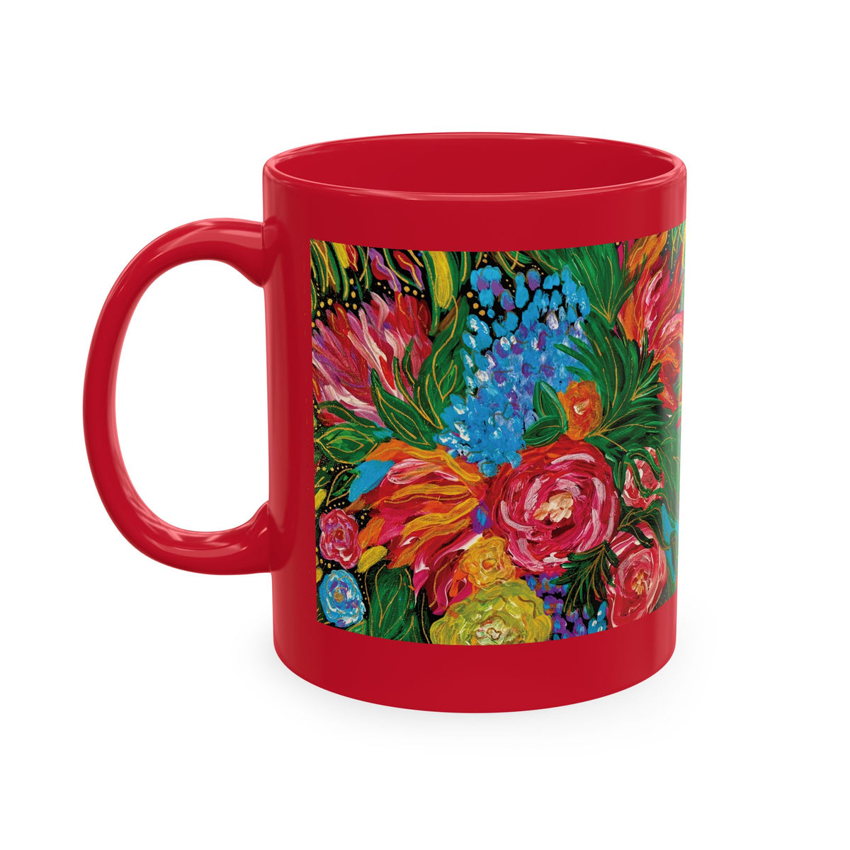 Vibrant Tropical Floral Traditional Ceramic Mug
