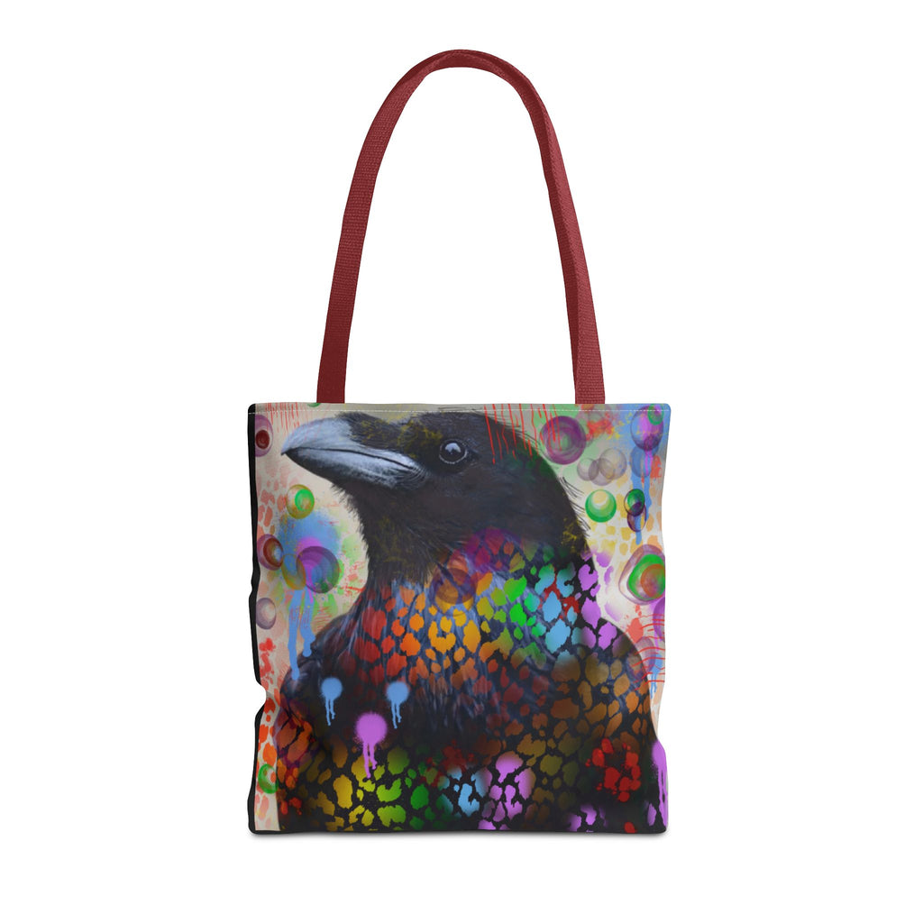 Colorful Raven Tote Bag - Stylish Artful Design for Nature Enthusiasts