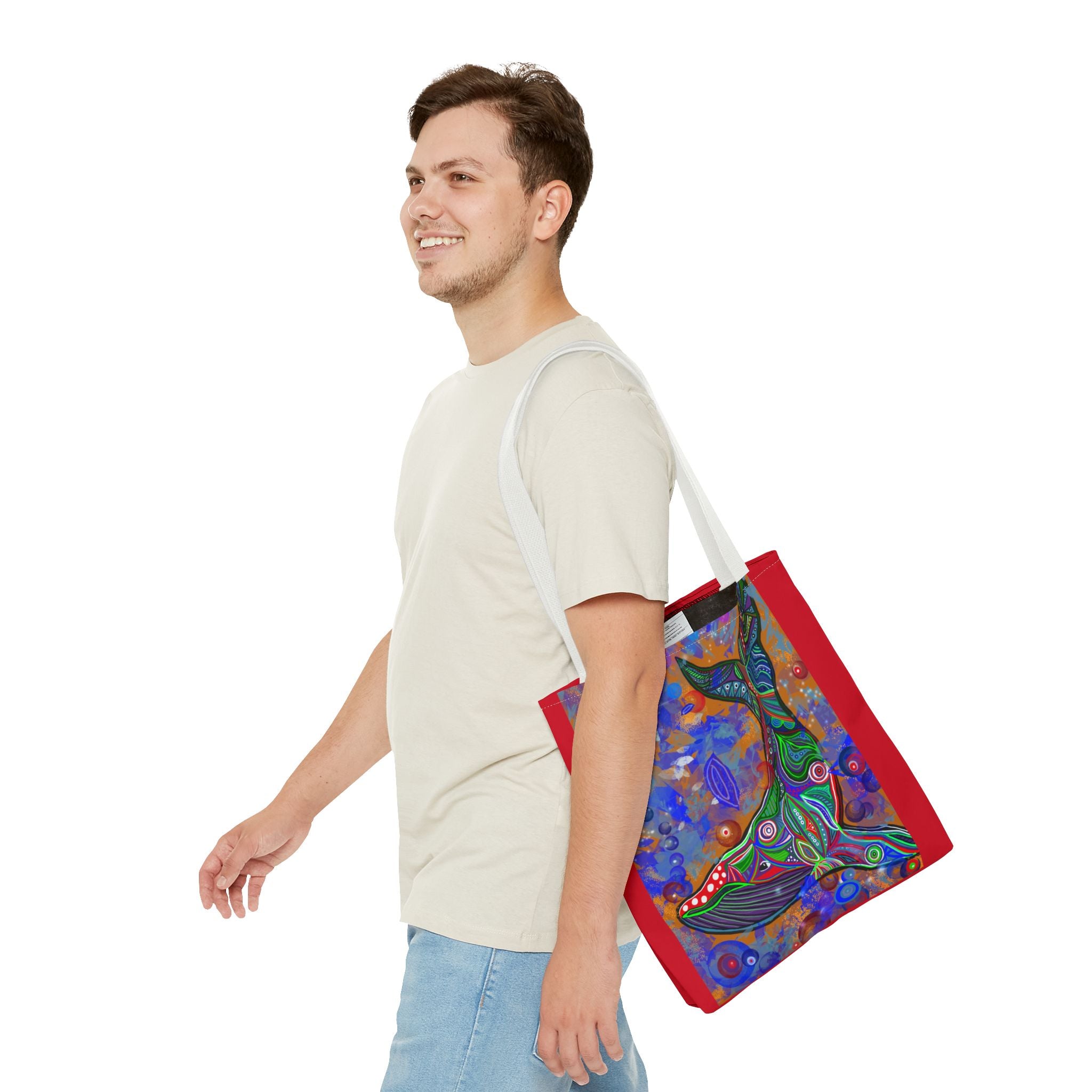 Colorful Whale Art Tote Bag - Eco-Friendly & Stylish Beach Accessory