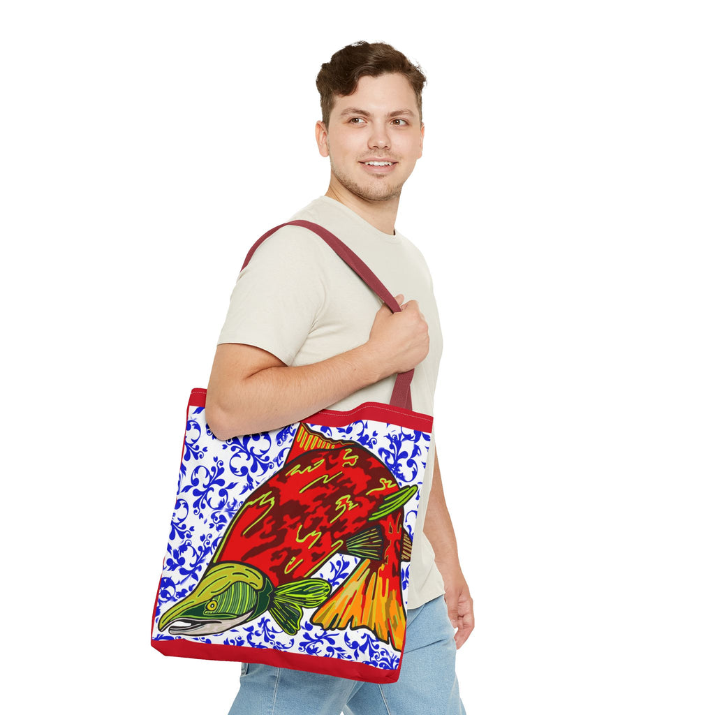Salmon Art Tote Bag -  For Fishing Lovers Enthusiasts