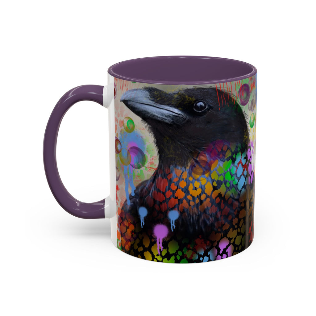 Crow Art Coffee Mug — Colorful Raven Accent Mug (11/15oz)