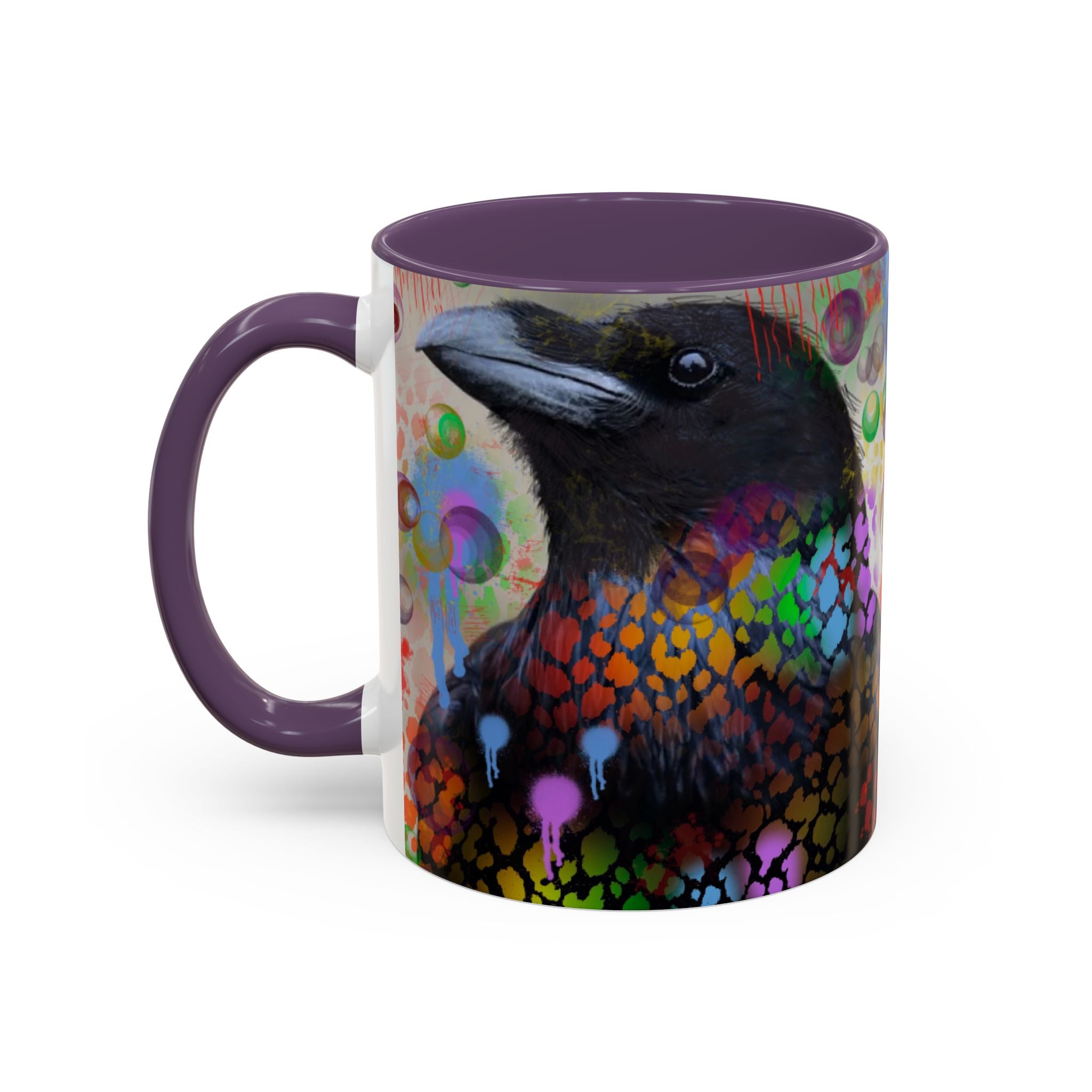 Crow Art Coffee Mug — Colorful Raven Accent Mug (11/15oz)