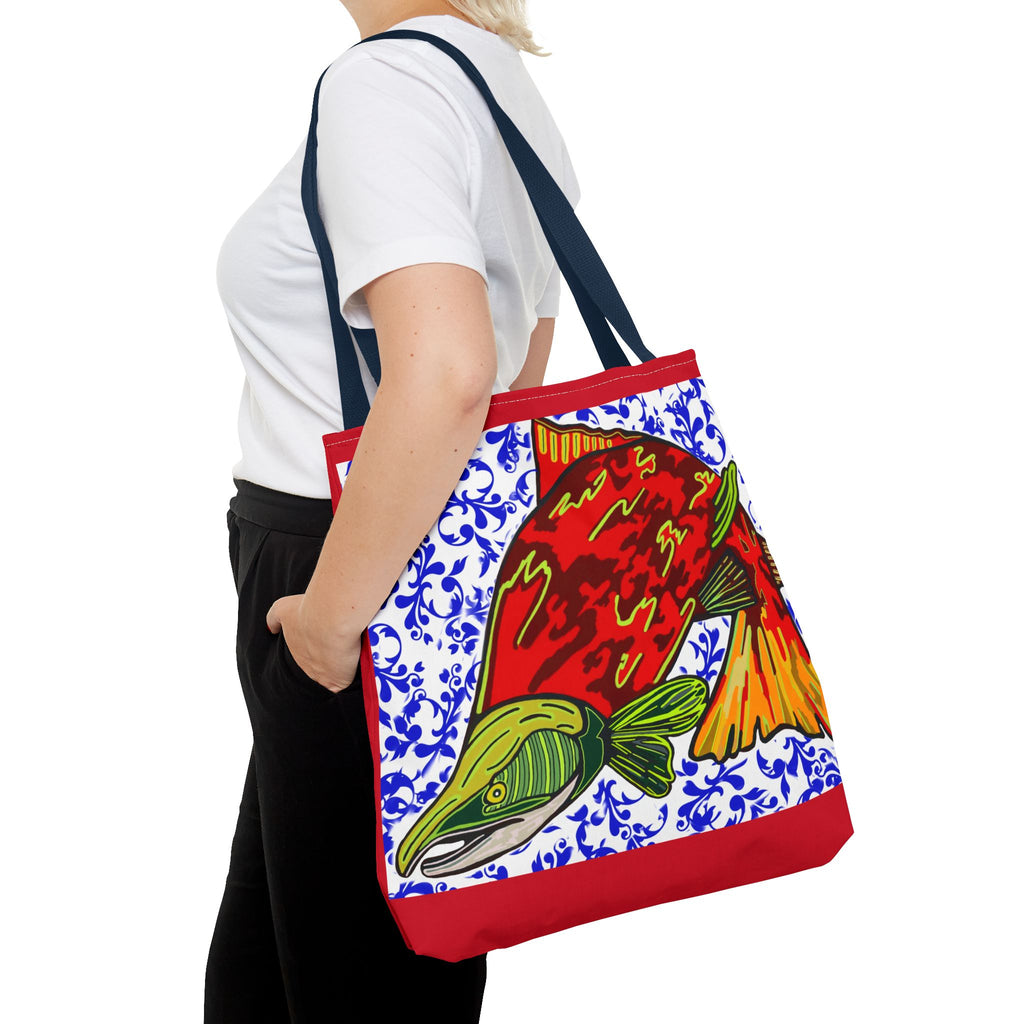 Salmon Art Tote Bag -  For Fishing Lovers Enthusiasts