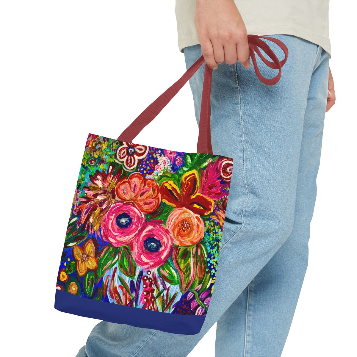 Floral Burst Tote Bag – Colorful Hand-Painted Garden Print AOP