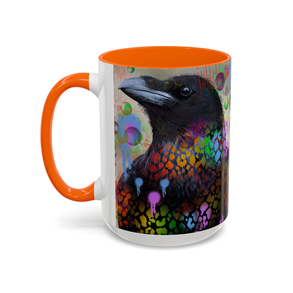 Crow Art Coffee Mug — Colorful Raven Accent Mug (11/15oz)