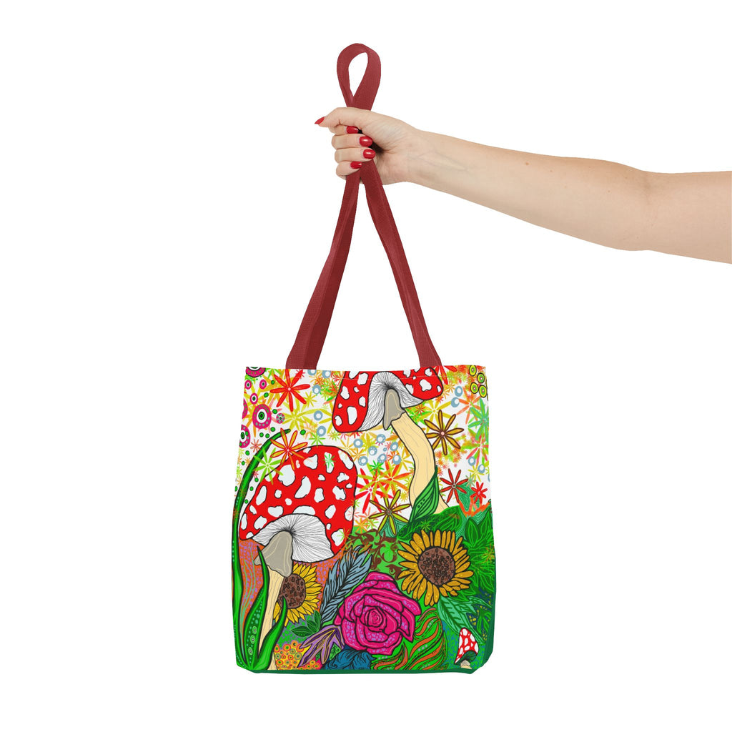 Vibrant Floral Mushroom Tote Bag – Eco-Friendly, Stylish Shopping Accessory