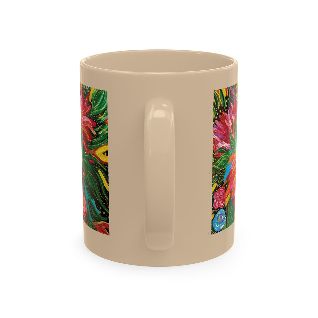 Vibrant Tropical Floral Traditional Ceramic Mug