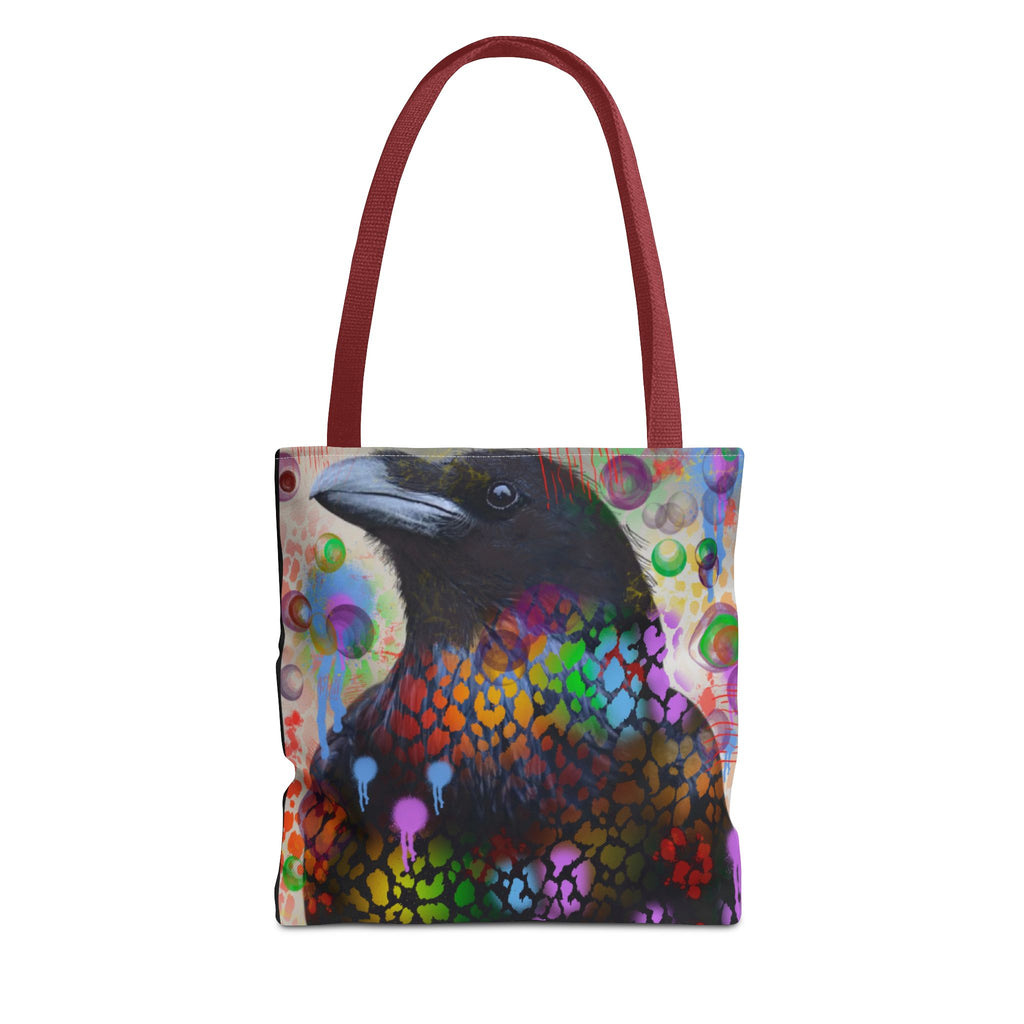 Colorful Raven Tote Bag - Stylish Artful Design for Nature Enthusiasts