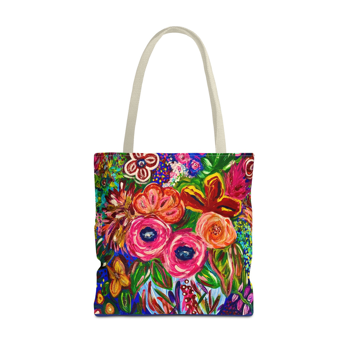Floral Burst Tote Bag – Colorful Hand-Painted Garden Print AOP