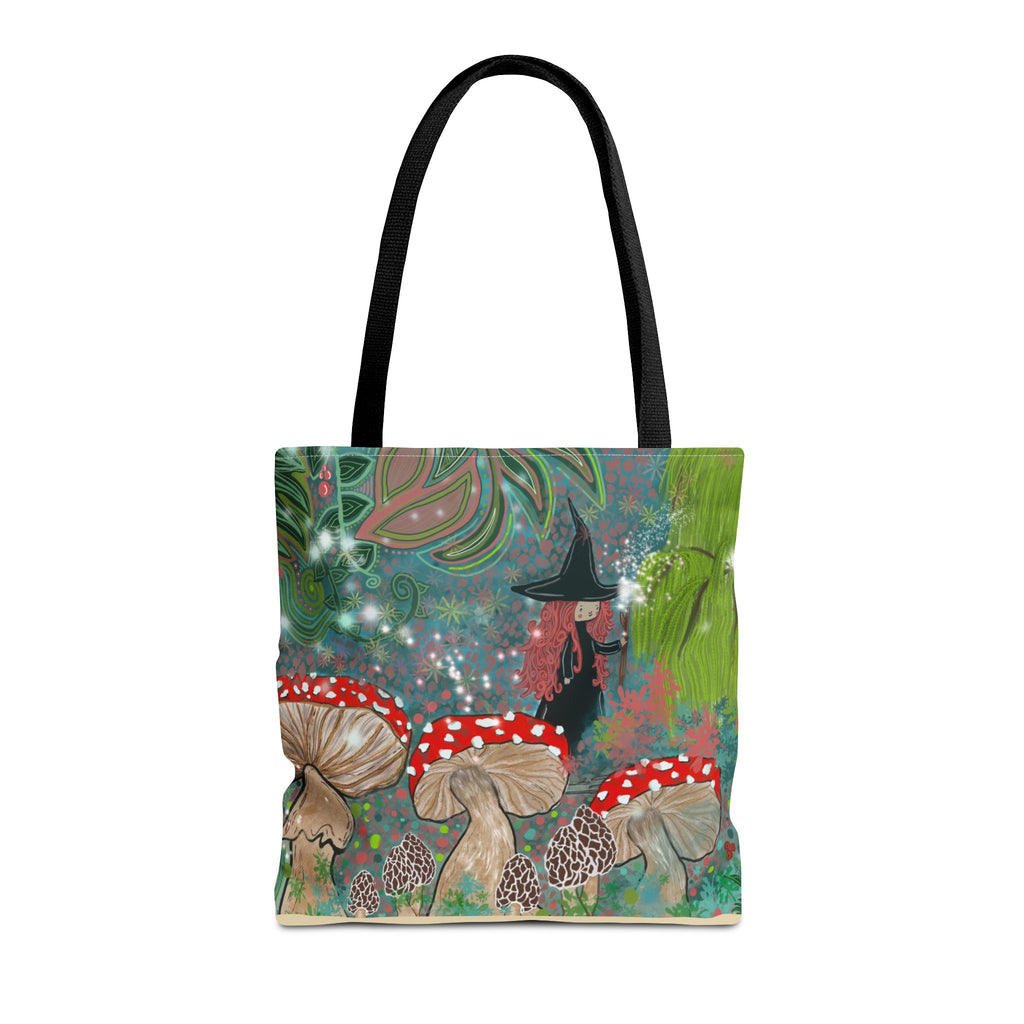 Whimsical Witch & Mushrooms Tote Bag