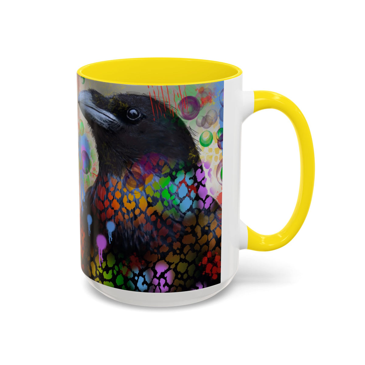 Crow Art Coffee Mug — Colorful Raven Accent Mug (11/15oz)