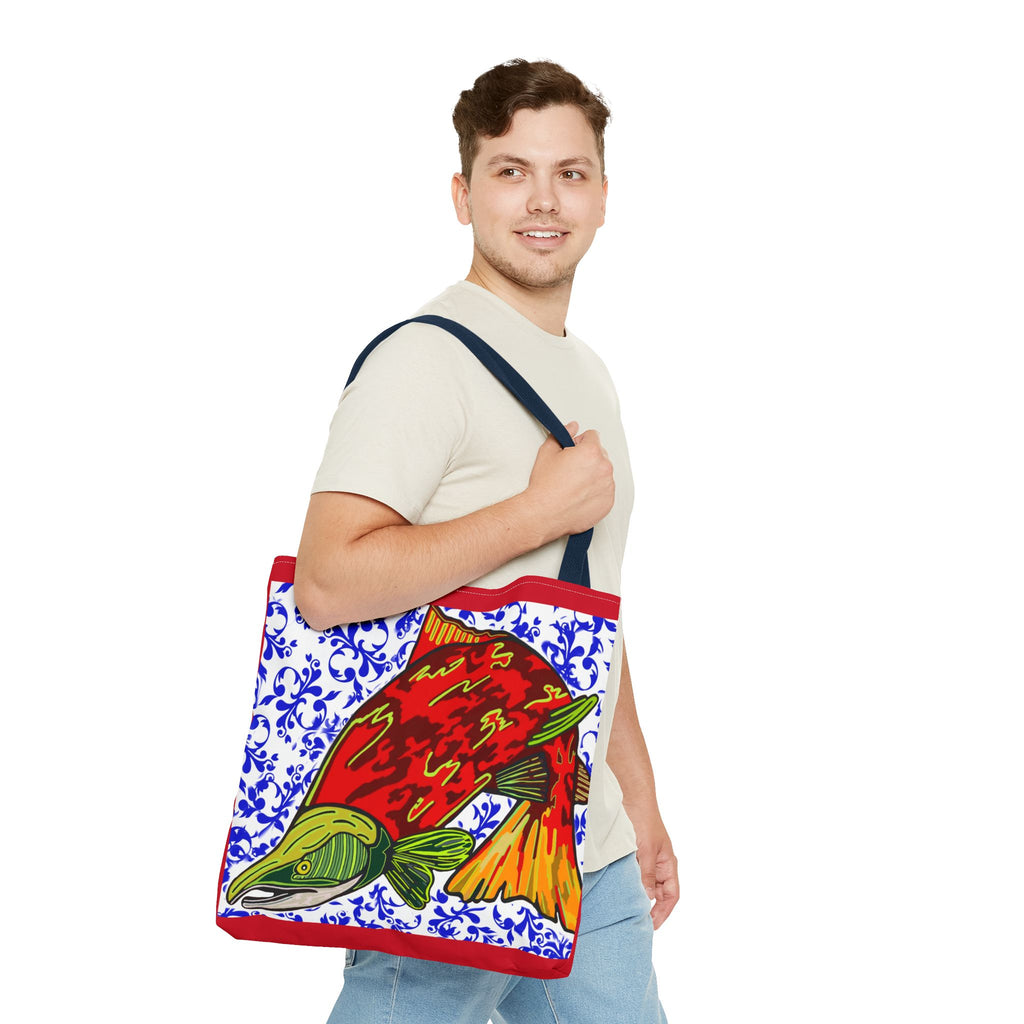 Salmon Art Tote Bag -  For Fishing Lovers Enthusiasts