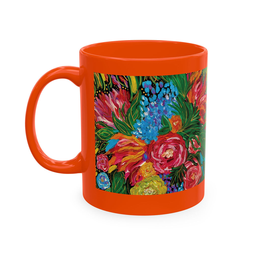 Vibrant Tropical Floral Traditional Ceramic Mug