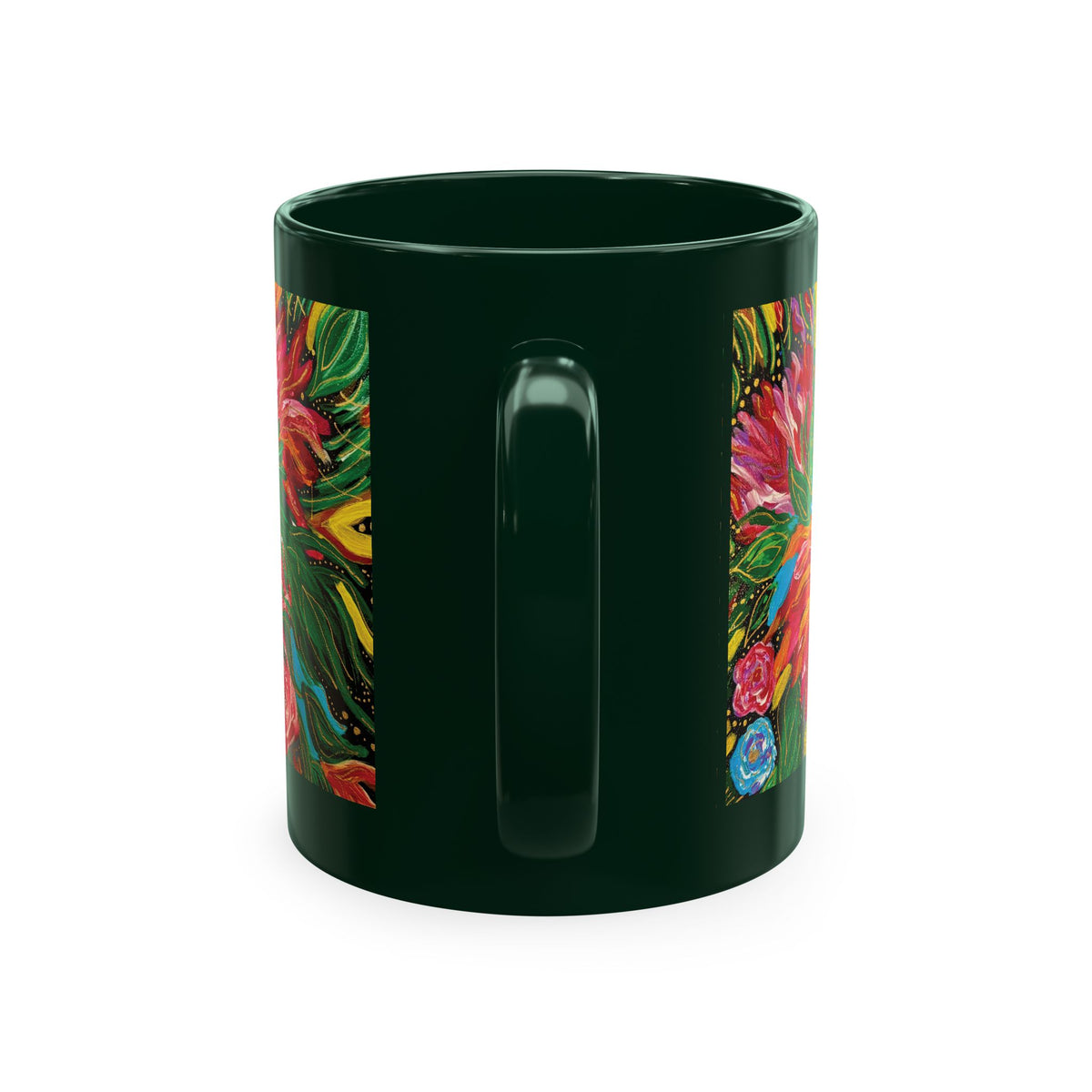 Vibrant Tropical Floral Traditional Ceramic Mug