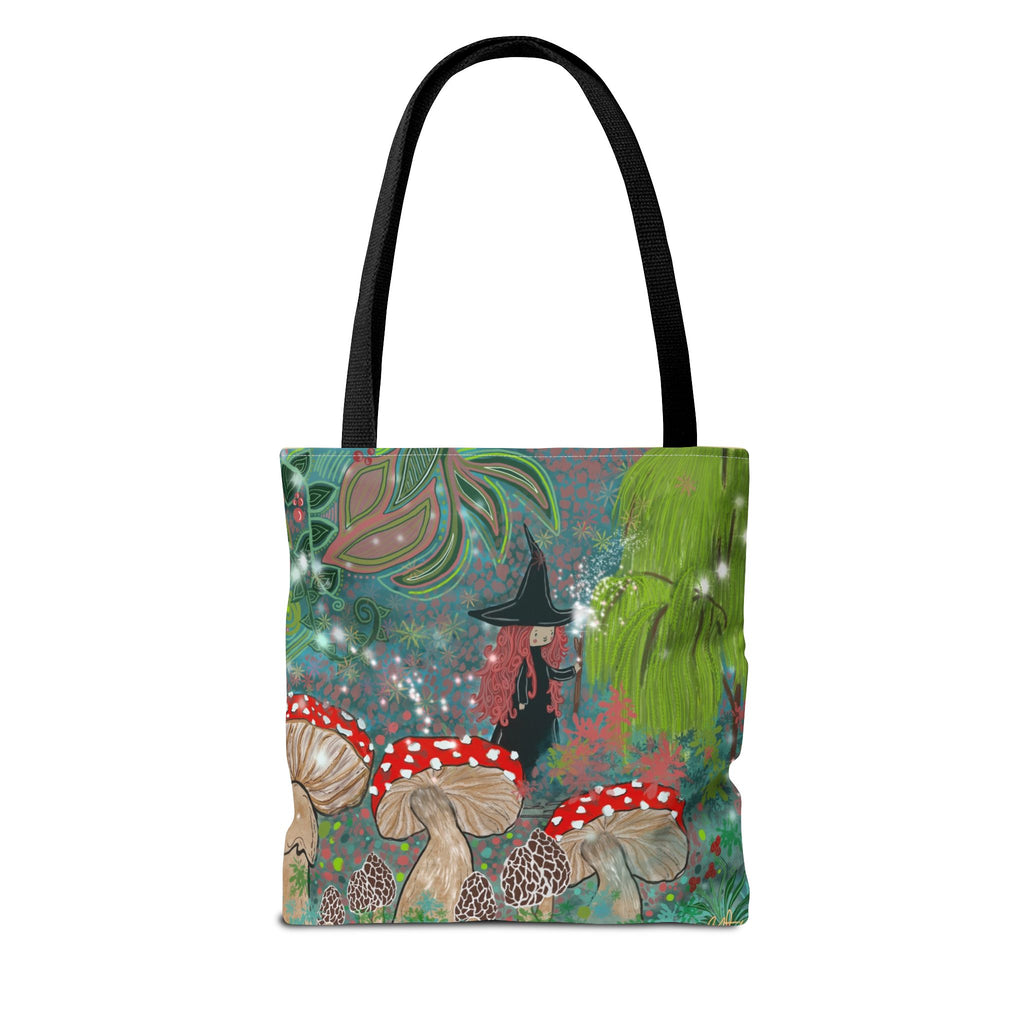 Whimsical Witch & Mushrooms Tote Bag