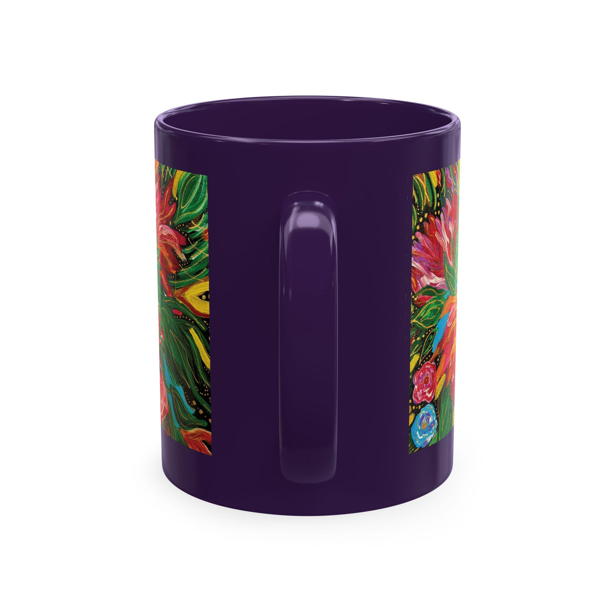 Vibrant Tropical Floral Traditional Ceramic Mug