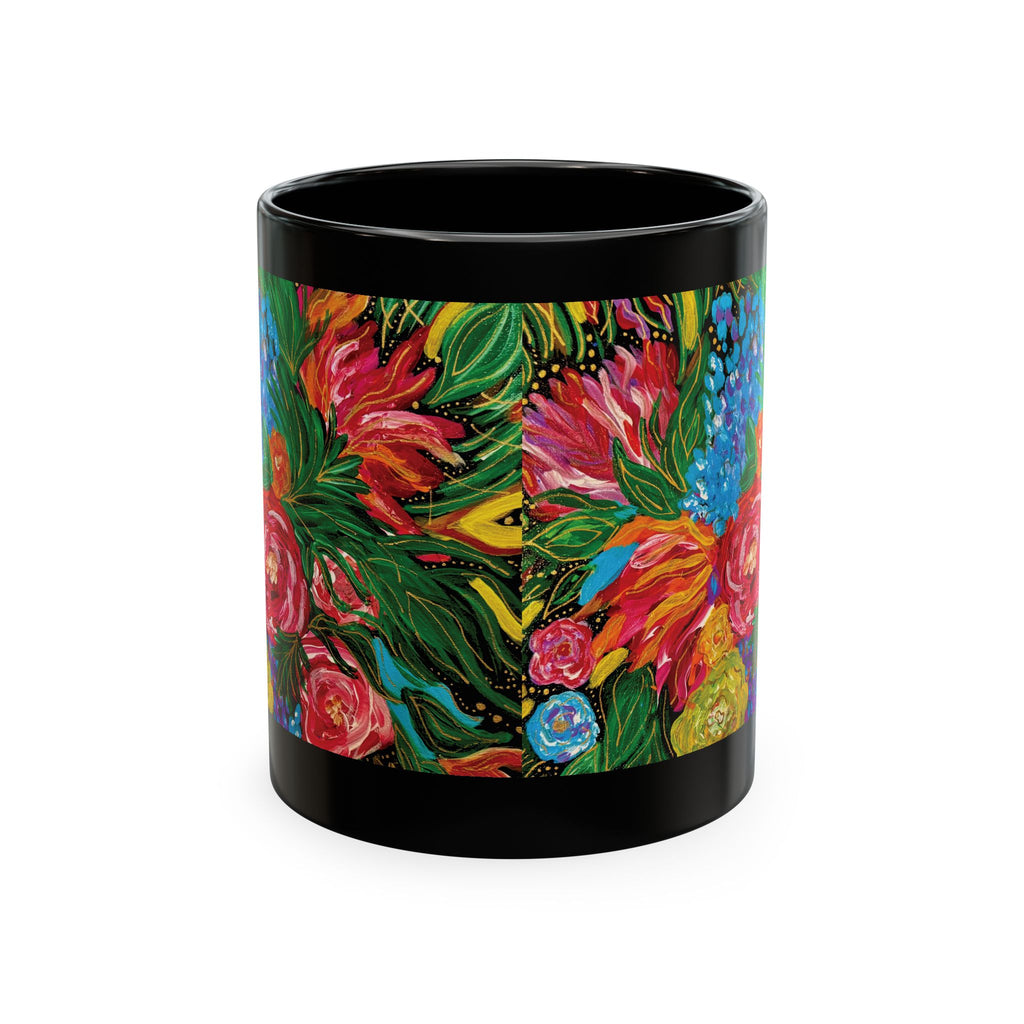 Vibrant Tropical Floral Traditional Ceramic Mug