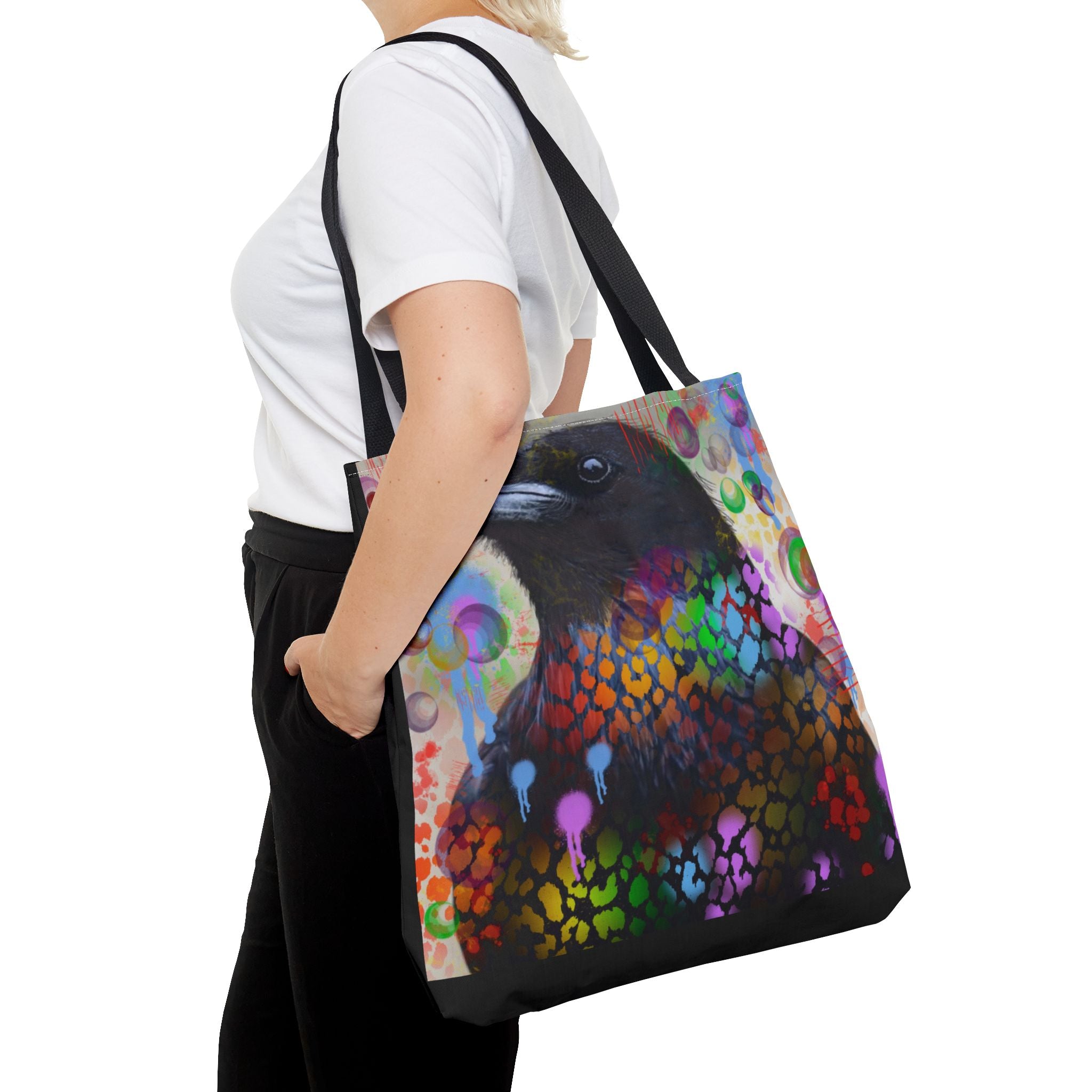 Colorful Raven Tote Bag - Stylish Artful Design for Nature Enthusiasts