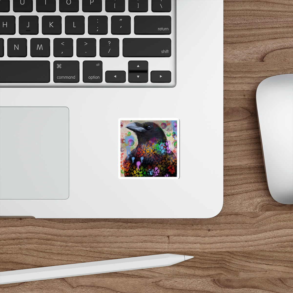 Colorful Raven Die-Cut Sticker — Rainbow Crow Art Sticker for Laptops & Journals