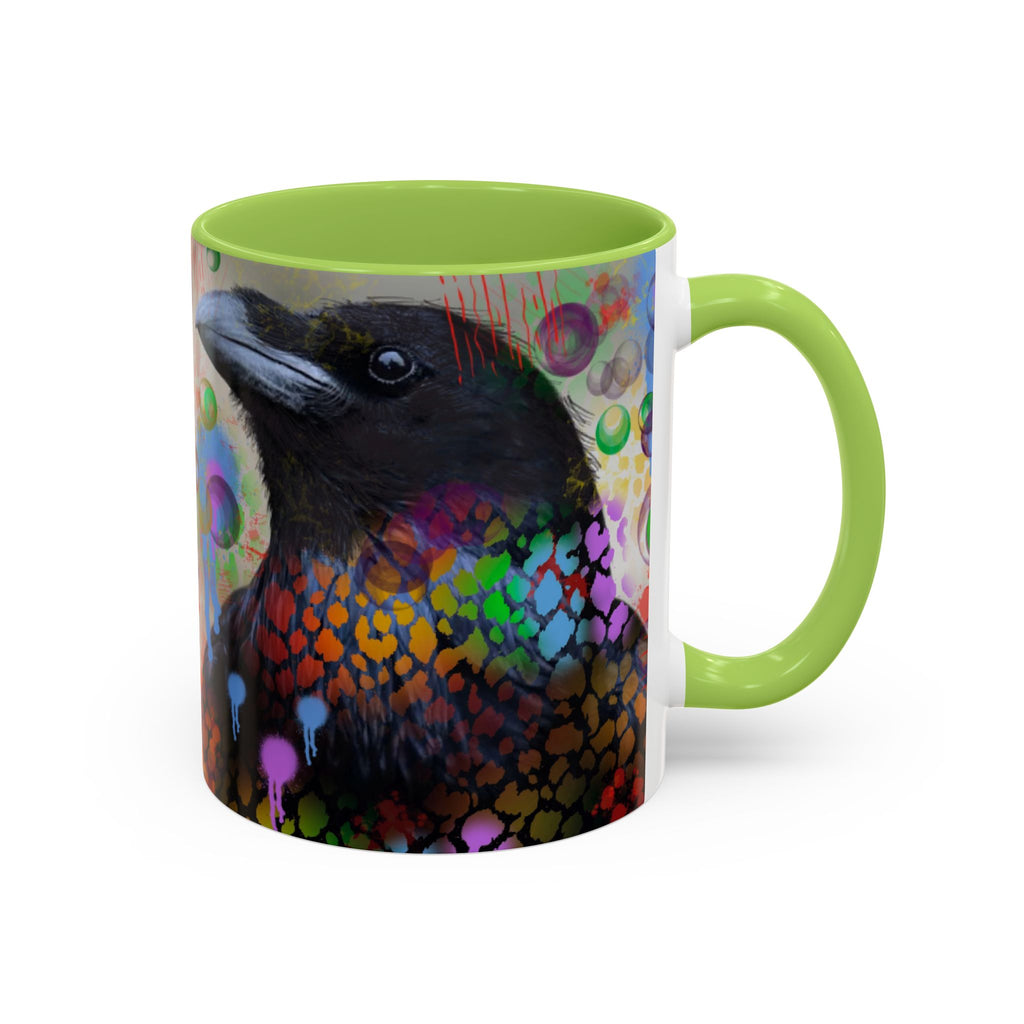 Crow Art Coffee Mug — Colorful Raven Accent Mug (11/15oz)