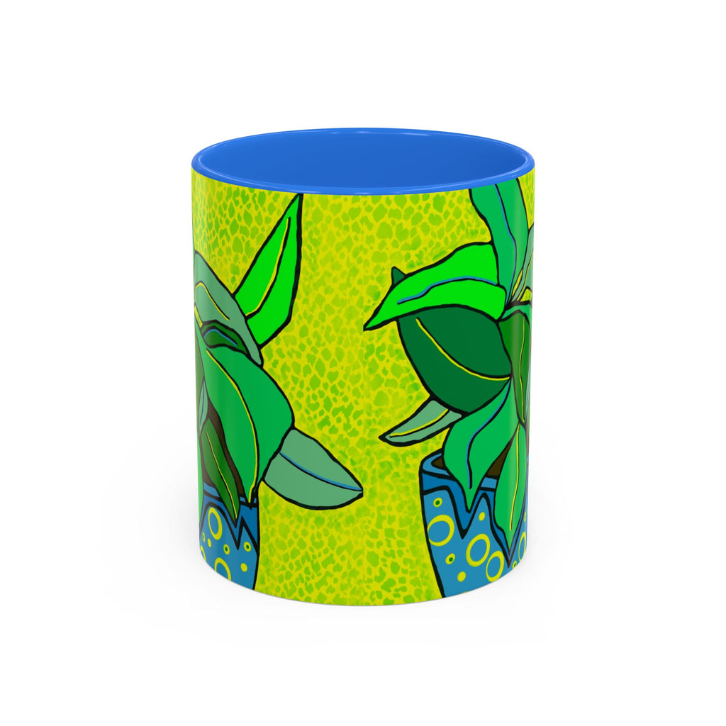 Green Potted Plant Ceramic Mug — Colorful Botanical Coffee Cup (11oz/15oz)