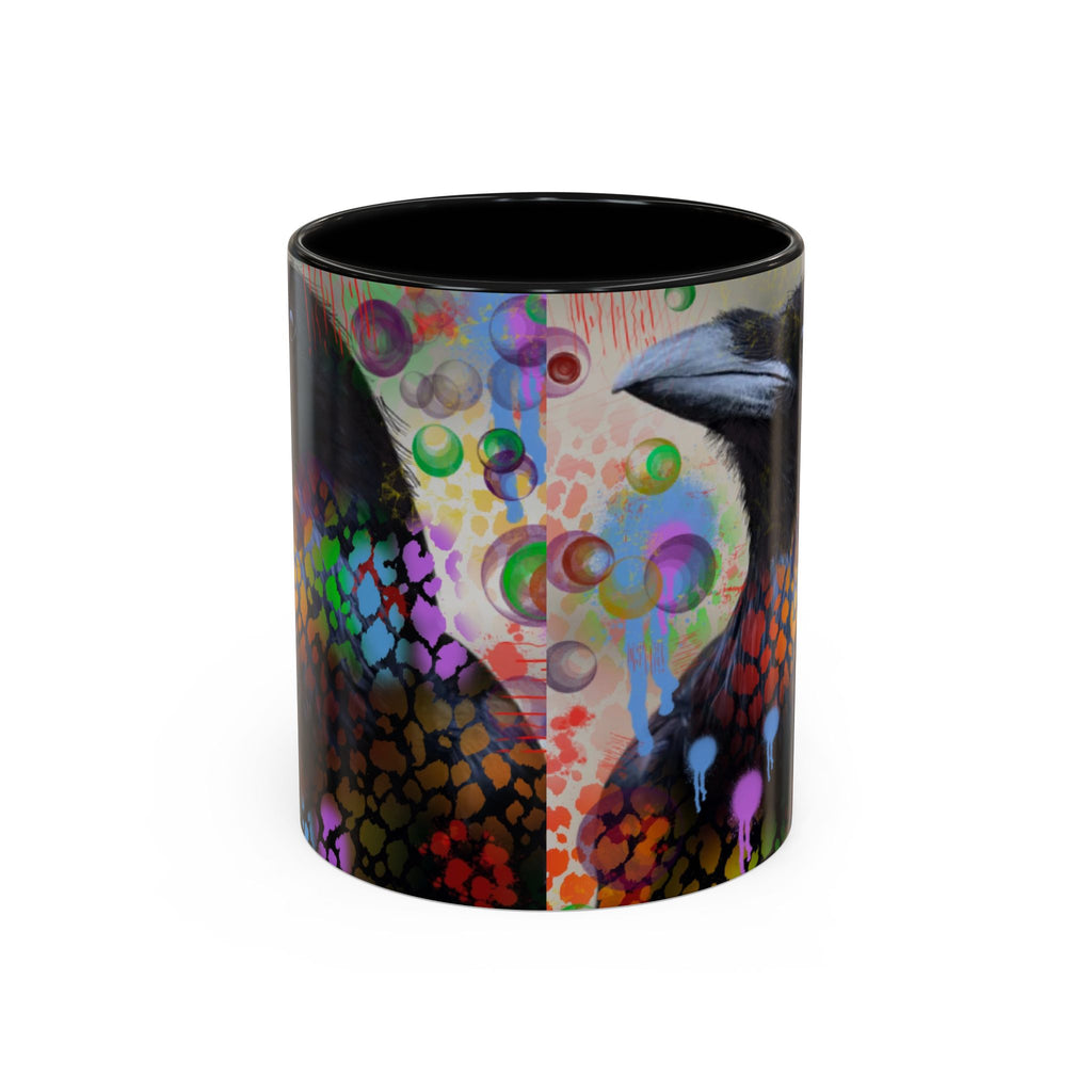 Crow Art Coffee Mug — Colorful Raven Accent Mug (11/15oz)