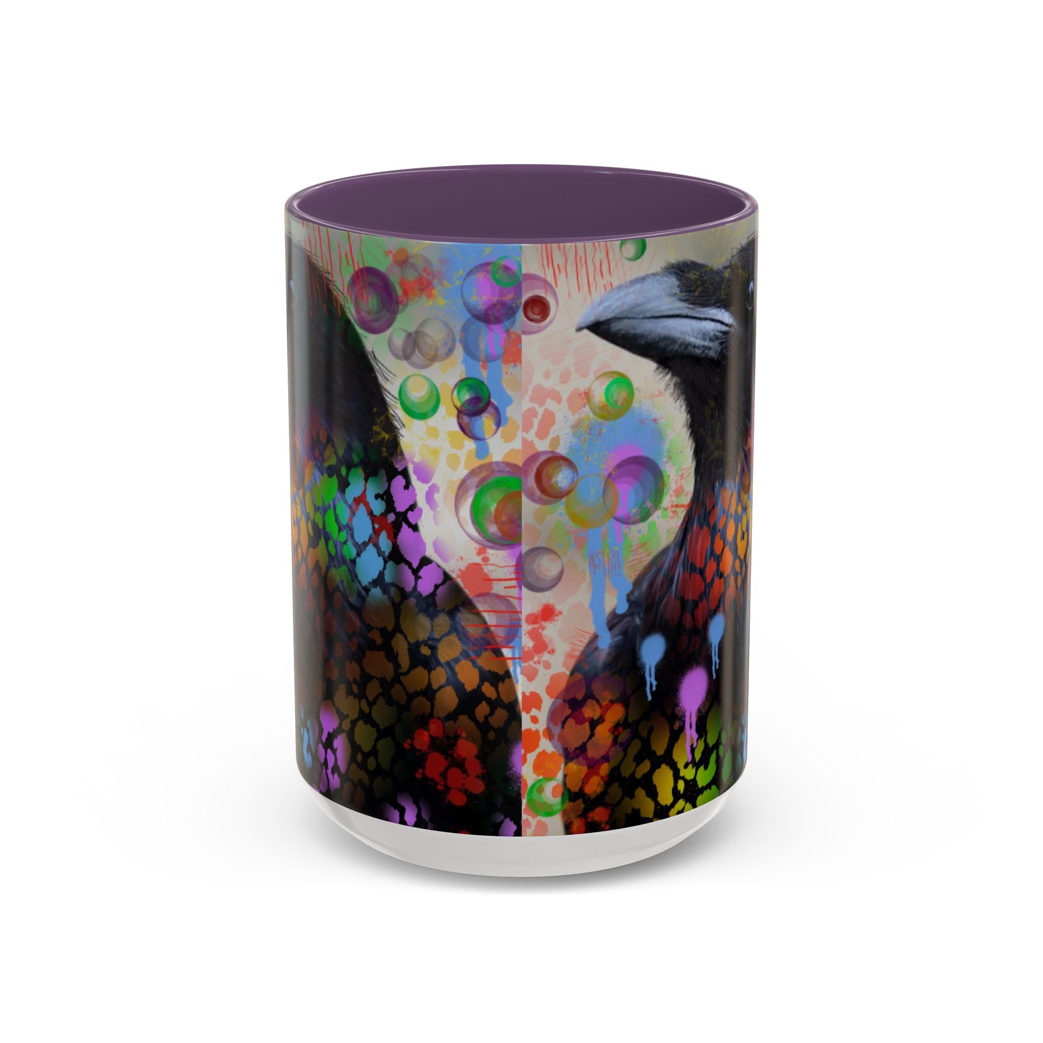 Crow Art Coffee Mug — Colorful Raven Accent Mug (11/15oz)