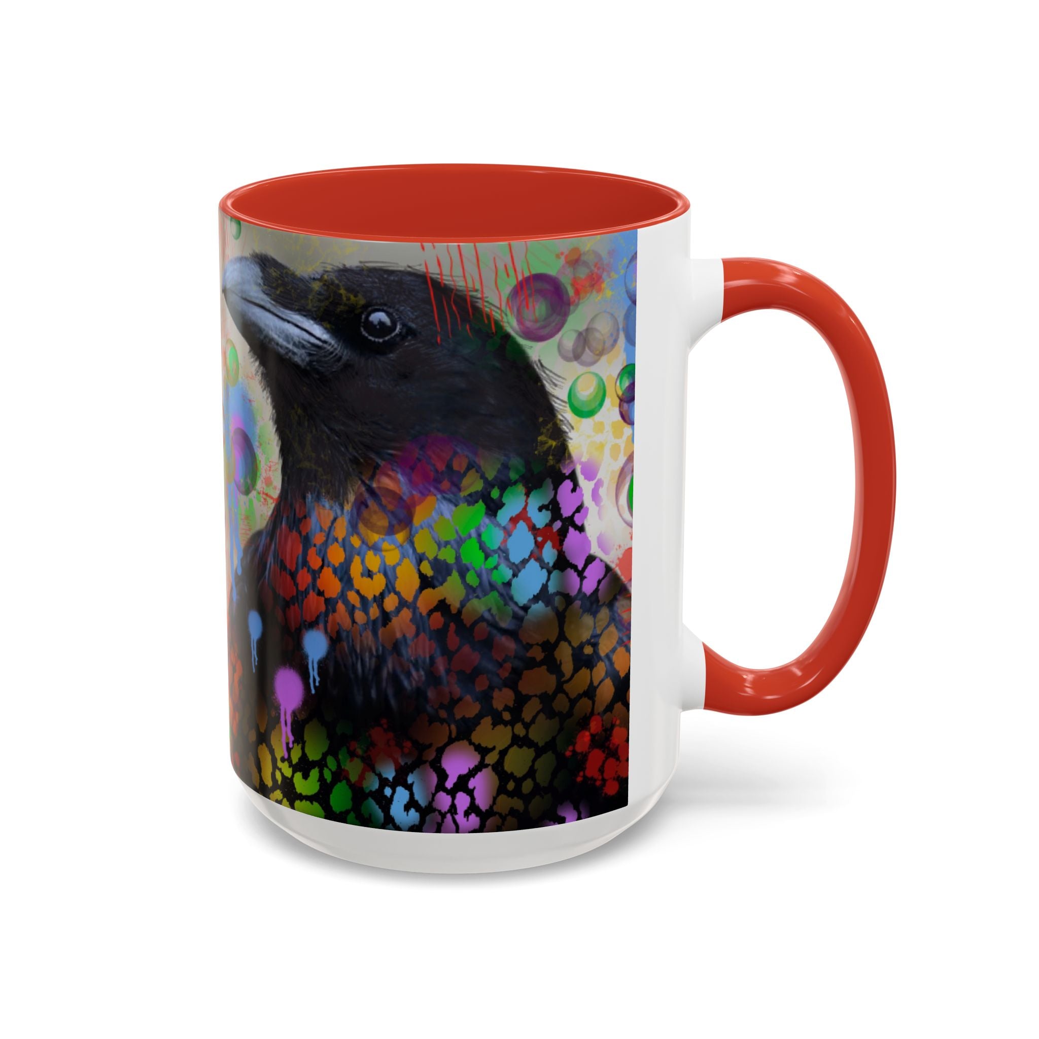 Crow Art Coffee Mug — Colorful Raven Accent Mug (11/15oz)