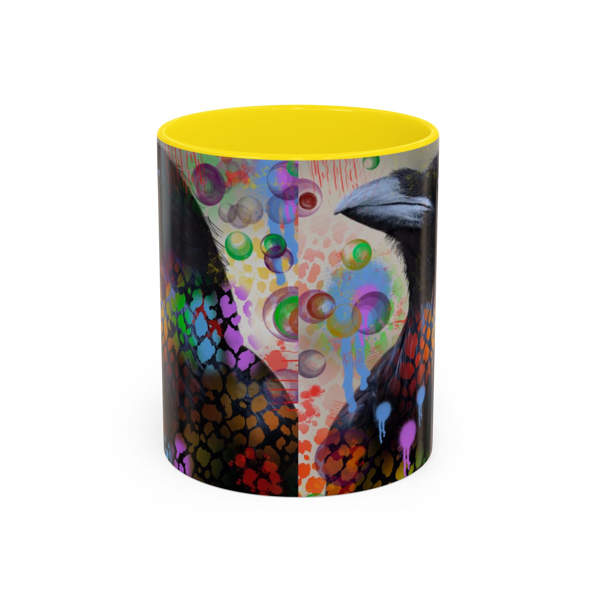 Crow Art Coffee Mug — Colorful Raven Accent Mug (11/15oz)
