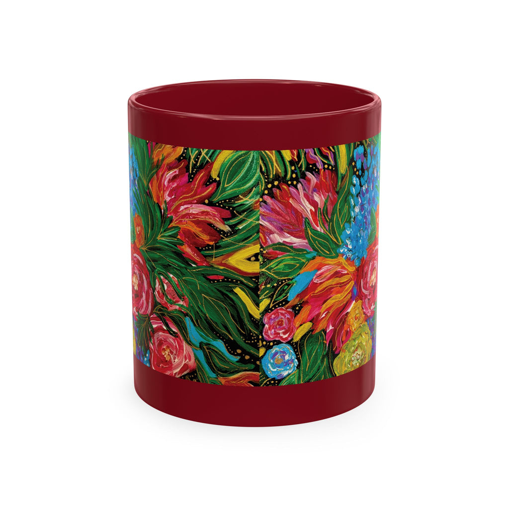 Vibrant Tropical Floral Traditional Ceramic Mug