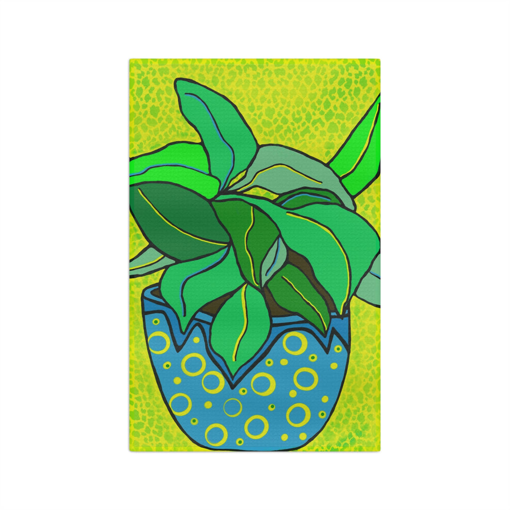 Green Potted Plant Microfiber Tea Towel
