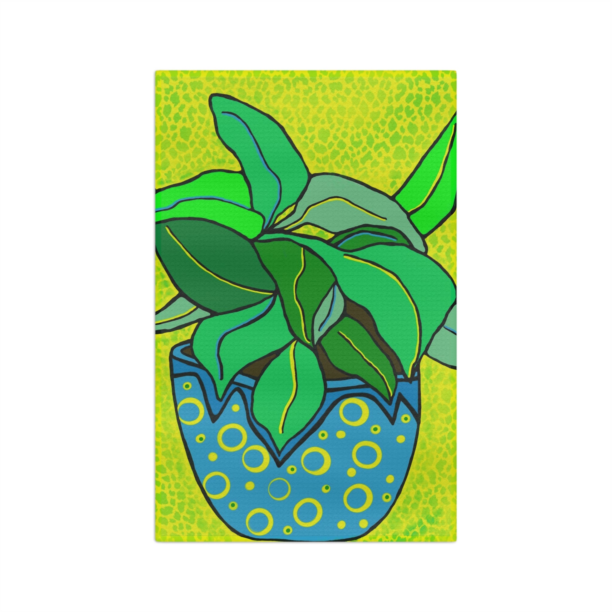 Green Potted Plant Microfiber Tea Towel