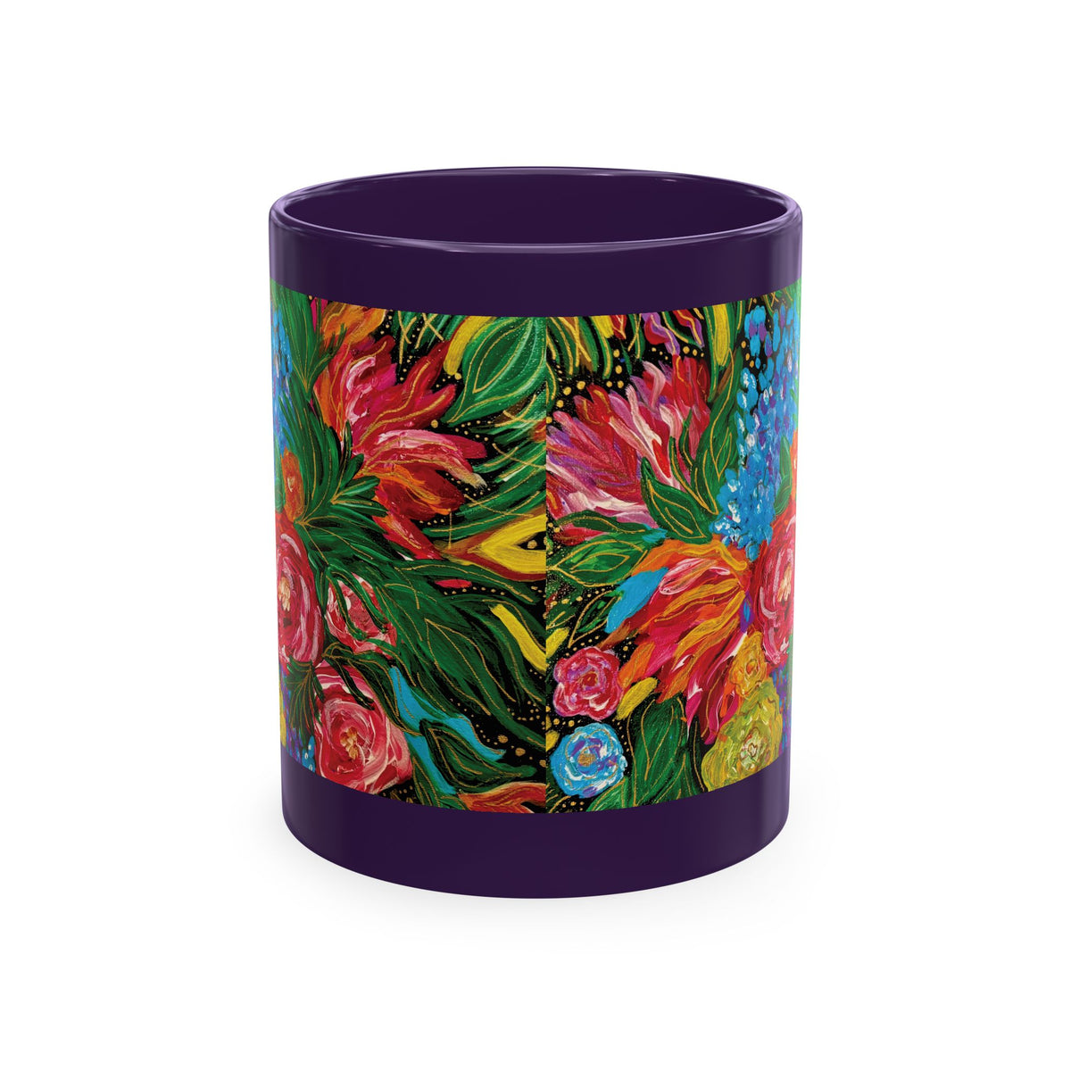 Vibrant Tropical Floral Traditional Ceramic Mug